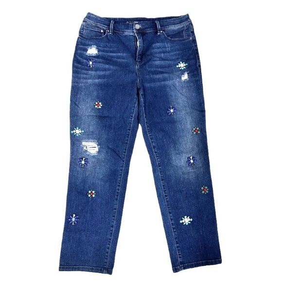 Chico's Denim - Chico's 1.5  denim so slimming girlfriend jeans be jeweled